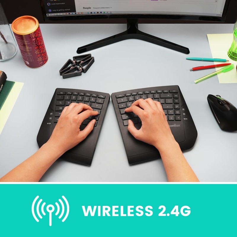Perixx PERIBOARD-624B US, Wireless Ergonomic Split Keyboard - Up 30