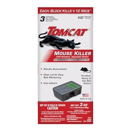 Tomcat Mouse Killer Disposable Station for Indoor Use - Child Resistant, 3 Stations with 1 Bait Each