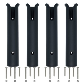 Fishing Rod Holder Racks Bracket Wall Mounted Boat Side Mount Tool Holder Tube Links with Screws 2/4/6 Pole Tube (4-Tube Black)