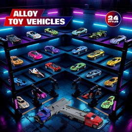 24-Piece Advent Calendar with Play Vehicles - Christmas Countdown Toy Box for Kids - Exciting 24 Days of Surprises for Boys