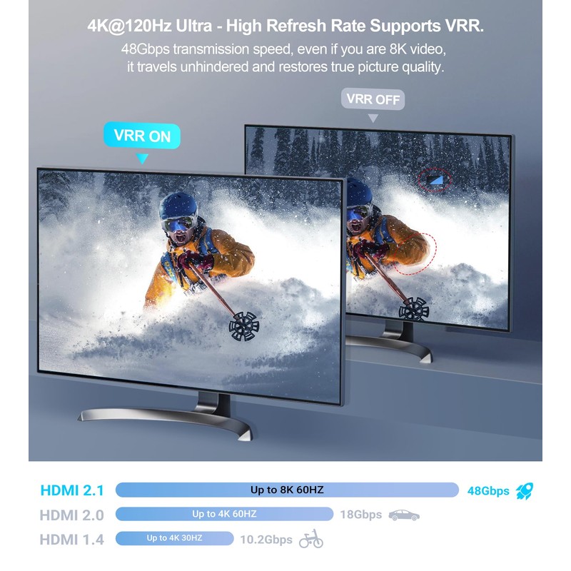 3x1 HDMI 2.1 Switch 4K 120Hz, Aluminum Alloy 8K@60Hz HDMI
