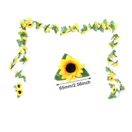 Honbay 2PCS Artificial Sunflower Hanging Garland Silk Sunflower Vines with Leaves for Home Birthday Wedding Garden Party Decor (8.2ft/Pcs)