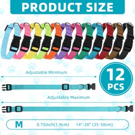 12 Pieces Nylon Dog Collar Bulk, Adjustable Dog Collars with Quick Release Buckle Dogs Collar Bulk for Dogs Walking Running Training, Medium (Mixed Colors)