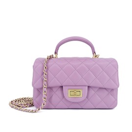 M-ioi-M Small Quilted Crossbody Bags for Women, Genuine Leather Shoulder Bags with Gold Chain Strap, Soft Lambskin Top Handle Flap Purses, Trendy Luxury Designer Lady Dressy Evening Handbags (Lilac)