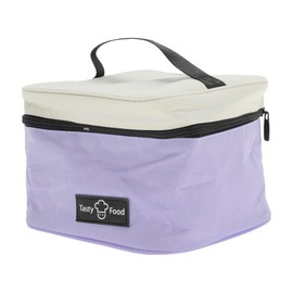 CAPASTEC Lunch Bag Insulated Reusable Large Capacity for Office, Work, Picnic, Travel, 18x18x15cm, 1 Piece, Purple, Beige