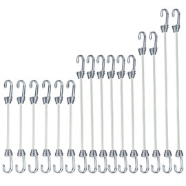 YELIER Mini Bungee Cords with Hooks. Versatile Outdoor Bungee Cord Set. Includes, 2inch, 4inch, 6inch, and 8inch, Totaling 16 Bungee Cords. (16, White, Four Sizes)