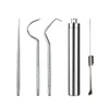 1 Set Stainless Steel Toothpicks with Toothpick Holder Reusable Floss