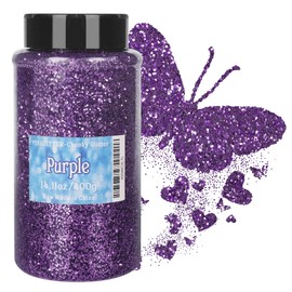 PIXGLITTER Purple Chunky Glitter, 14.11oz/400g Craft Glitter Powder for Epoxy Tumblers, Hair Face Body Eye Nail Art Festival, DIY Party Decorations