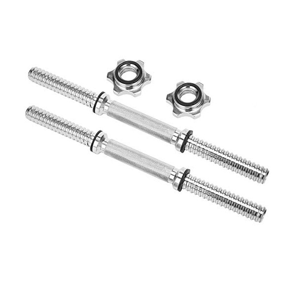 FIRSTLIKE Stainless Steel Chrome Threaded Dumbbells Bars Adjustable Dumbbell Bar Handles Fit 1 inch Standard Weight Plate Weight Lifting Equipmentt for Workout Training Gym 35cm/45cm