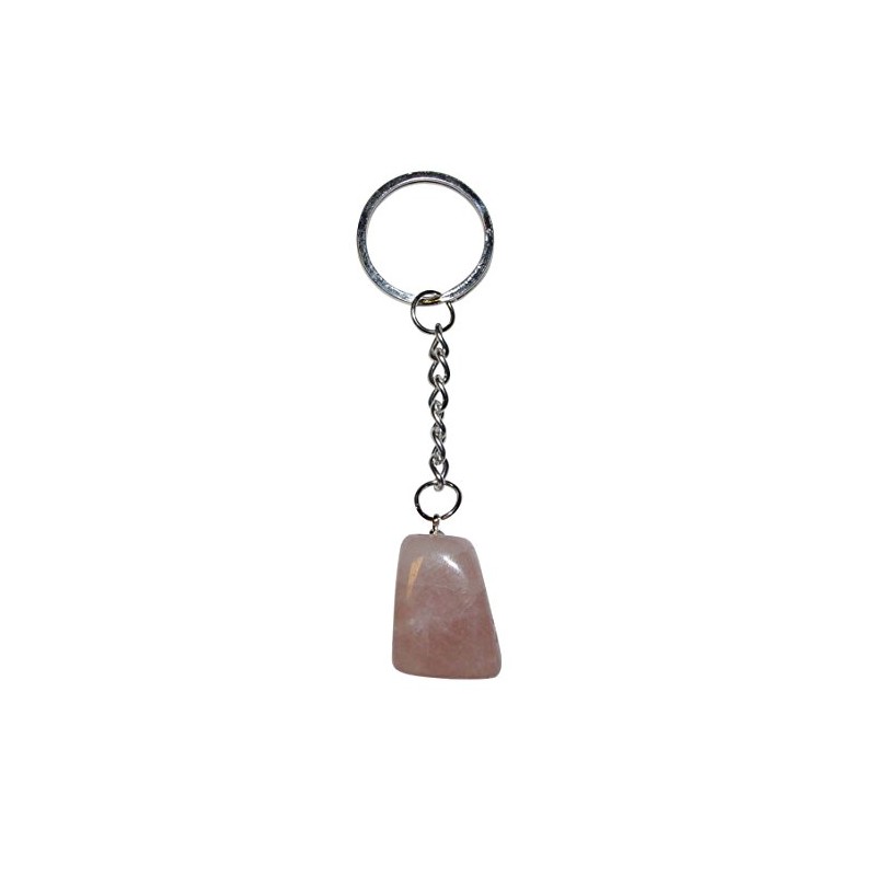 Rose Quartz Tumbled Stone approx. 20-25 mm Key Ring With Chain
