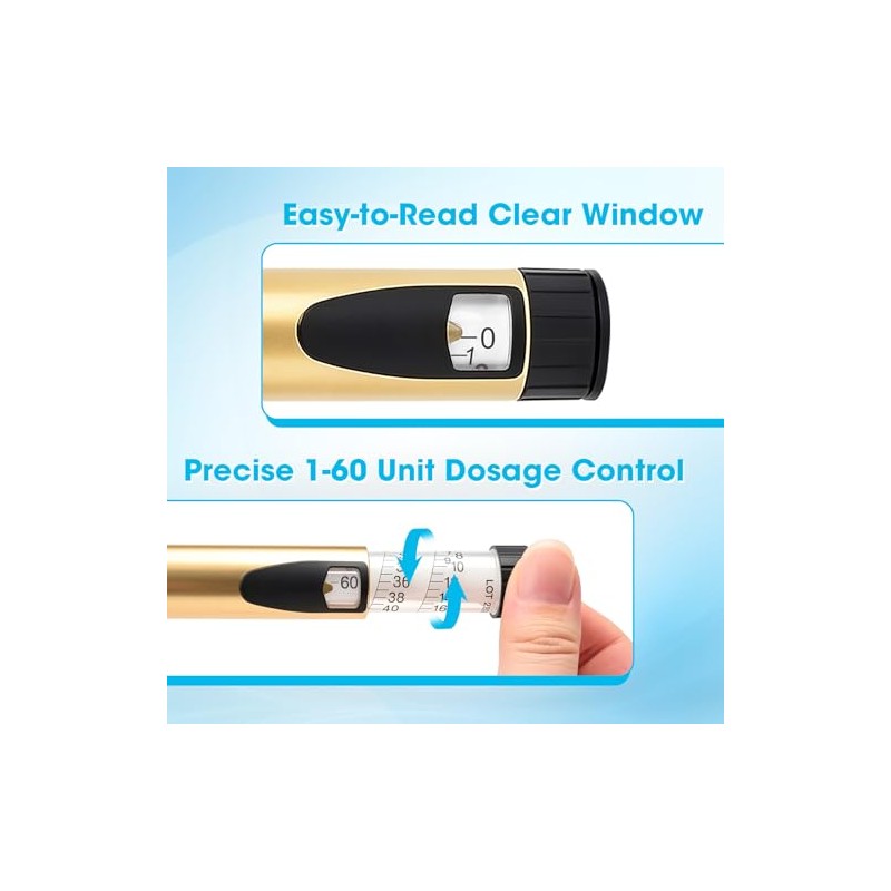 60 Units Reusable Peptide Pen Injector, Clear Scale and Protect
