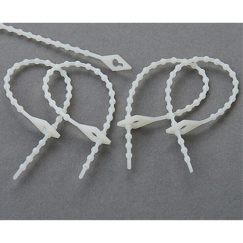 Honbay 100pcs White Plastic Repeated Beads Cable Tie Twist Tie