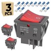 3-Pack 30A Heavy Duty Rocker Toggle Switch with Red Light,