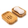 GUANJUNE Pack of 2 Natural Wood Bamboo Soap Dish Holder
