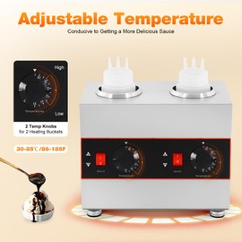 KOLHGNSE Dual Bottle Electric Sauce Warmer, 320W Chocolate Cheese Dispenser Adjustable Thermostat Heat-Resistant Bottles Toppings (Silver)
