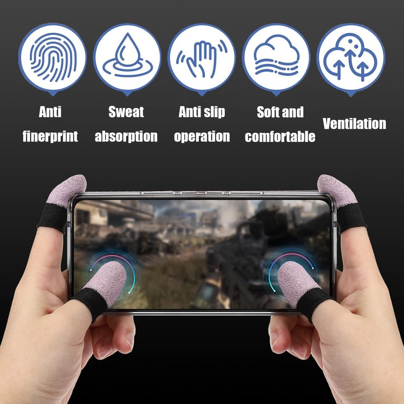 Finger Sleeves for Gaming,6 Pack Gaming Finger Sleeves,Black Thumb Sleeve