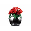 Decorative Red Rose Bouquet with Black Ceramic Vase, Artificial Flowers