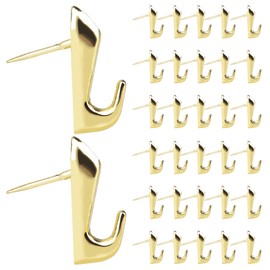 MOROBOR Painting Hanger, 30Pcs Gold 20lbs High-Heeled Style Pin Hooks Picture Hanging Nails for Home Office Wooden Fabric Wall