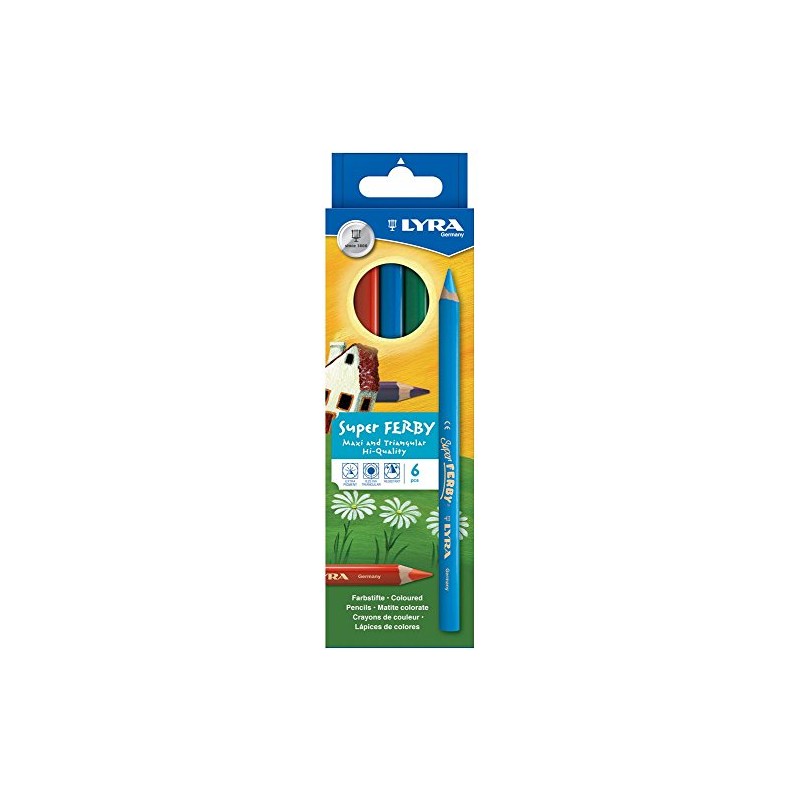 Lyra Super Ferby Colouring Pencils in Cardboard Packaging 6 Assorted