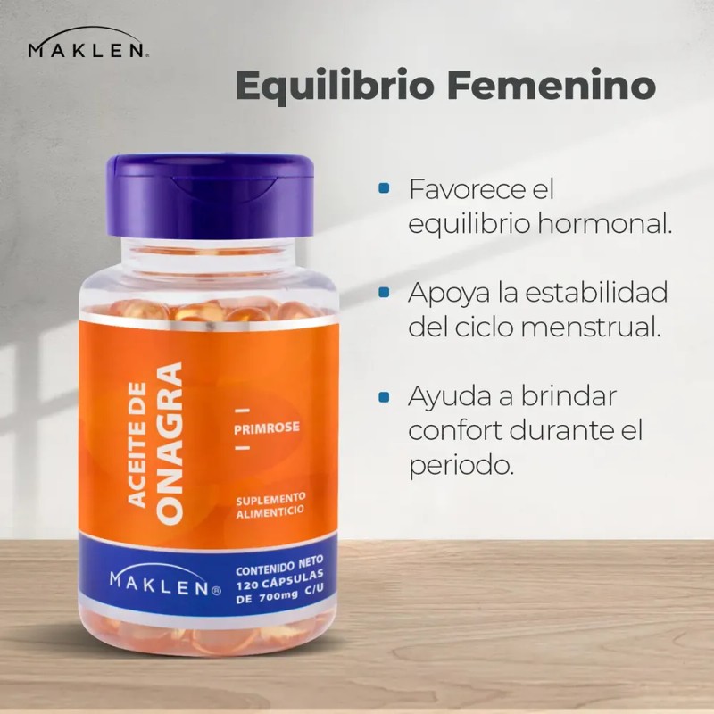 Aceite De Onagra (prímula) Femenino | 120 Softgels | Maklen