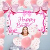 5.9 X 3.6 FT Pink Bow Happy Birthday Banner Backdrop