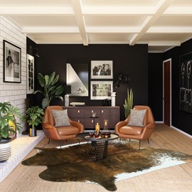 AROGAN 8x10 Faux Cowhide Area Rugs for Living Room, Animal Skins Cow Hide Rug for Bedroom, Cool Western Christmas Decor, Thin Leather Cow Hide Carpets Fireplace Rug, Saddle Brown