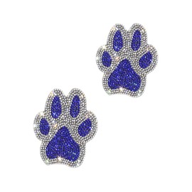 HomiTunky Car Decoration Stickers ,2 Pieces Silver Bling Cat Paw Car Truck Decals, Sparkly Crystal Rhinestone Waterproof Dog Cat Footprint Vehicle Decal or Window Laptops Luggage Decoration,Blue