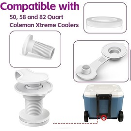 Cooler Drain Plug Assembly 1.5" Shaft Length for Coleman Xtreme Coolers 50, 58, 82Qt, Rubbermaid Cooler Kit (2 pcs)