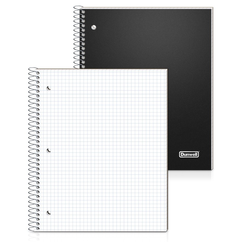 Dunwell Graph Paper Notebook 8.5 x 11, Plastic Cover, 80