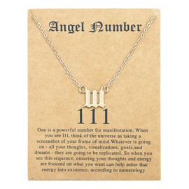 Angel Number Necklace for Women Minimalist Lucky Number Necklace for Teen Girls Dainty 111 222 333 444 555 666 777 888 999 Pendants Choker Chain Necklace Numerology Jewelry Gift (111)