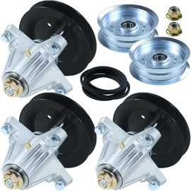 FULAIGE 3 Pack 918-06978 Spindle Assembly with 756-05034A Idler Pulley 954-05025A Belt Replaces Spindle 618-06978 Cub Cadet 91806978 for Cub Cadet XT1-ST54 XT1-GT54 XT1-ST54 KH XT2-GX54 Tractors
