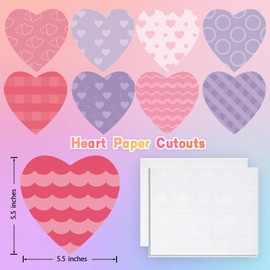 90 Pieces Heart Cutouts Paper Hearts Heart Shape Cards 5.5 Inches Large Valentine's Day Paper Cutouts with Glue Point Dots for Valentine's Day Craft (Red,Pink and White)