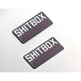2 insignias adhesivas de uretano Shitbox Edition, compatibles con GMC Chevy 150 250 350 coche camión (negro y rojo)