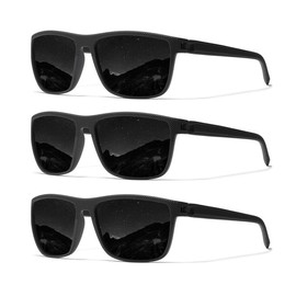 Ninesun 3 pairs sunglasses Men polarized classic vintage glasses HD lens Outdoor sports fishing bike golf fashion sports sunglasses UV400 protection 755:_Black Black Black