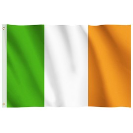 Irish Flag, Hianjoo Ireland Flag 5ft x 3ft with Eyelets Coronation, Vivid Color Fade Proof Polyester Canvas Header Double Stitched St. Patrick's Day Rugby Football Party Decoration 90 * 150CM