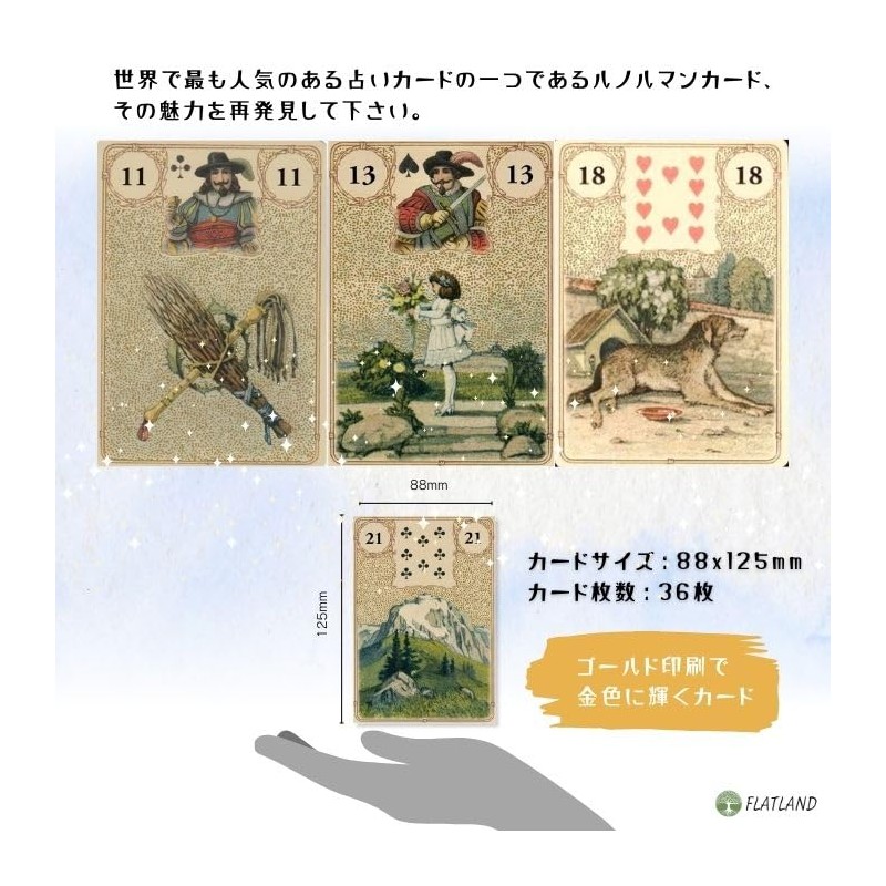 Golden Lenormand Oracle FLATLAND Japanese Instruction Manual Included (English Language