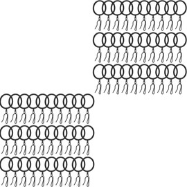 Jindizi 60 Anillos De Cortina Y 60 Ganchos Metal De Cortina Acabado Pulido, para Ventanas, Puertas O Cortinas De Ducha, Anillo De Cortina De Ventana Ideal para Hotel, Salas De Estar(Color:Negro)