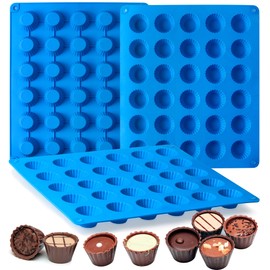 Sidosir 3pcs Peanut Butter Cup Mold, Silicone Mini Tart Pan for Bite Size Fat Bombs, Silicone Chocolate Candy Mold for Brownie (Bite Size Cup)