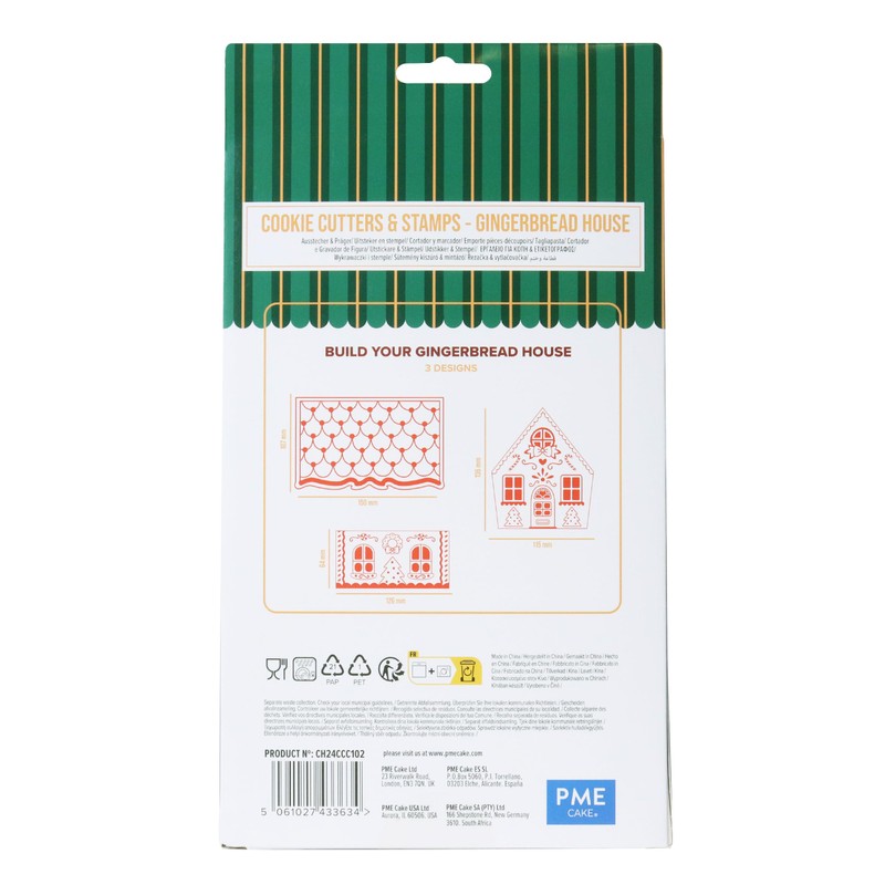 PME CH24CCC102 Christmas Cookie Cutters & Stamps, Gingerbread House (Set