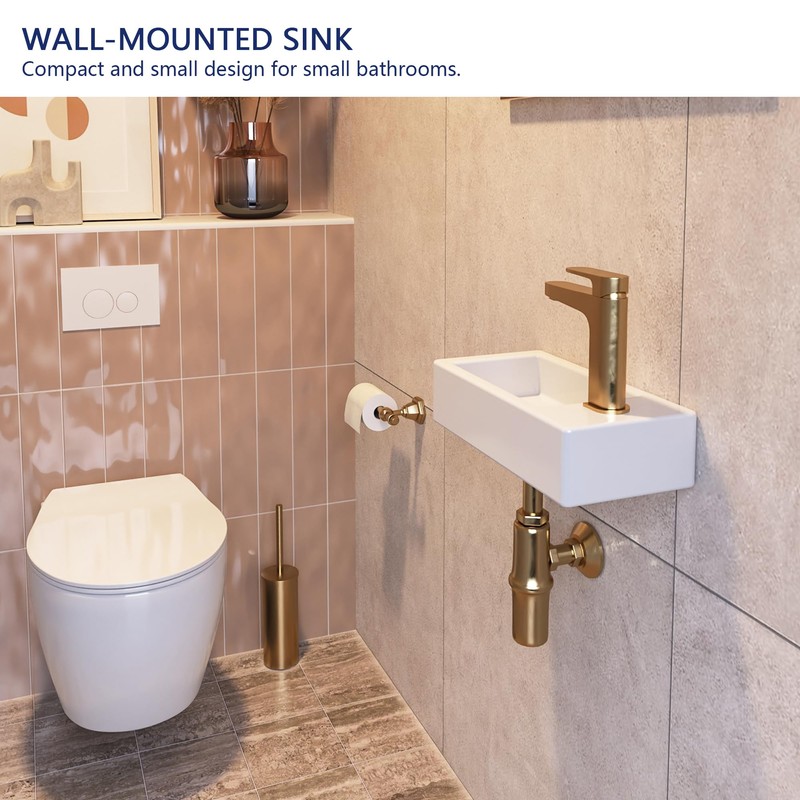 DeerValley DV-1V081RA Wall Mount Sink, Mini Rectangle Bathroom Sink, Small