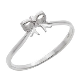 Silverly Women's 925 Sterling Silver Thin Small Bow Ribbon Wire Knot Stackable Band Ring