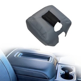FZJDSD Dark Gray Leather Auto Center Console Leather Lid Replacement Armrest CoverCompatible with Chevy Silverado 2014-2018 Compatible with GMC Sierra 2014 2015 2016 2017 2018 Double French Stitching