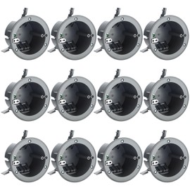 Tellegloww 12 Pcs 4-1/4" Round Electrical Box Non Metallic Junction Plastic 18 Cubic Inches Old Work Ceiling Box for Wall Lights