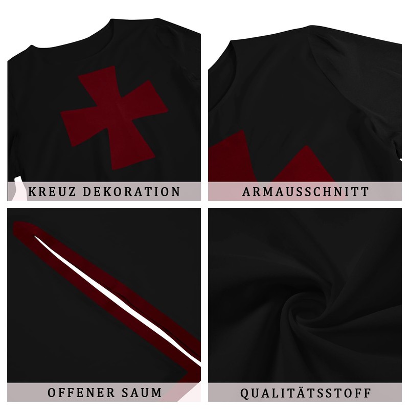 Runcati Mens Medieval Crusader Knights Tunic Renaissance Warrior Templar Cosplay