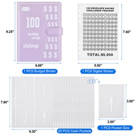 2pack 100 Envelopes Money Saving Challenge, Money Saving Binder, Savings Challenges Book With Envelopes, Cash Envelope Budget Binder Savings Book, 100 Day Savings $5050 Challenge Binder