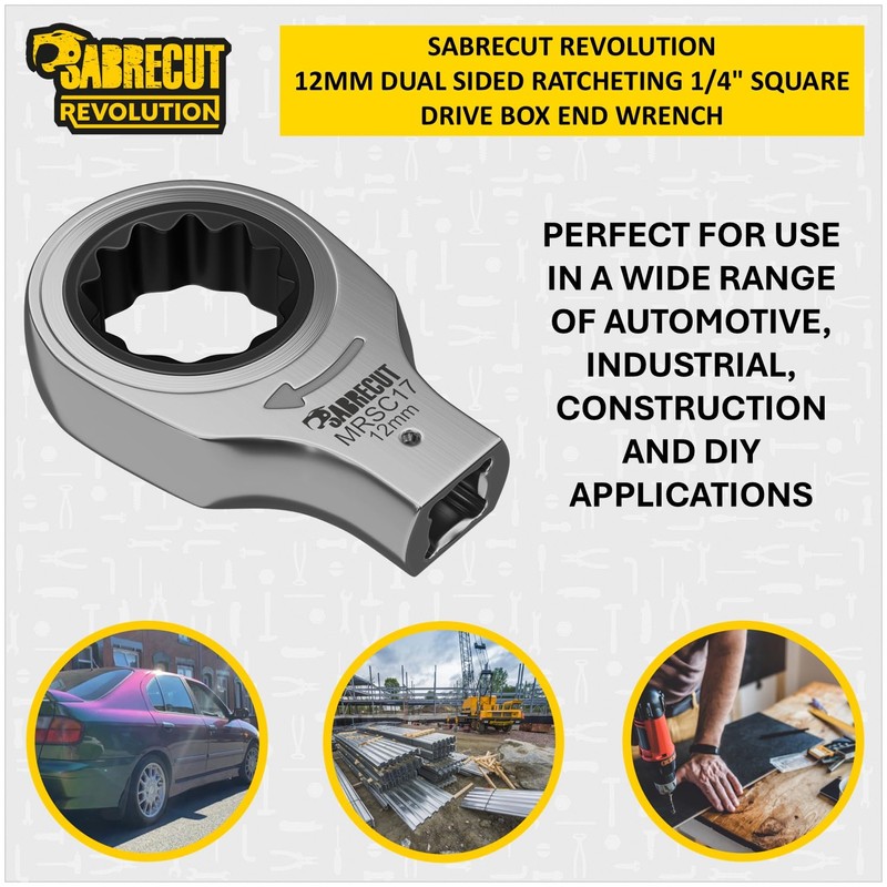 SabreCut 1 x MRSC17 12mm Dual Sided Ratcheting Wrench 1/4"