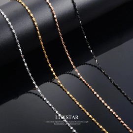 LUXSTAR Glitter Chain Necklace, Narrow, 0.06 inch (1.5 mm), Women's, Men's, Hypoallergenic, Stainless Steel