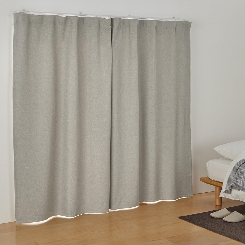 Mu-in Ryohin Flame-Retardant and Blackout Dobby Weave Non-Pleated Curtain, Width