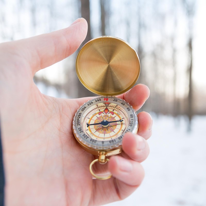 TIXIPEM Camping Survival Compass [1PCS] - Copper Clamshell Classic Pocket