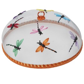Woodard & Charles Round Mesh Food Covers with Dragonfly Design – Set of 4, 14" x 5.5", Reusable Outdoor Food Domes for Picnic & BBQ